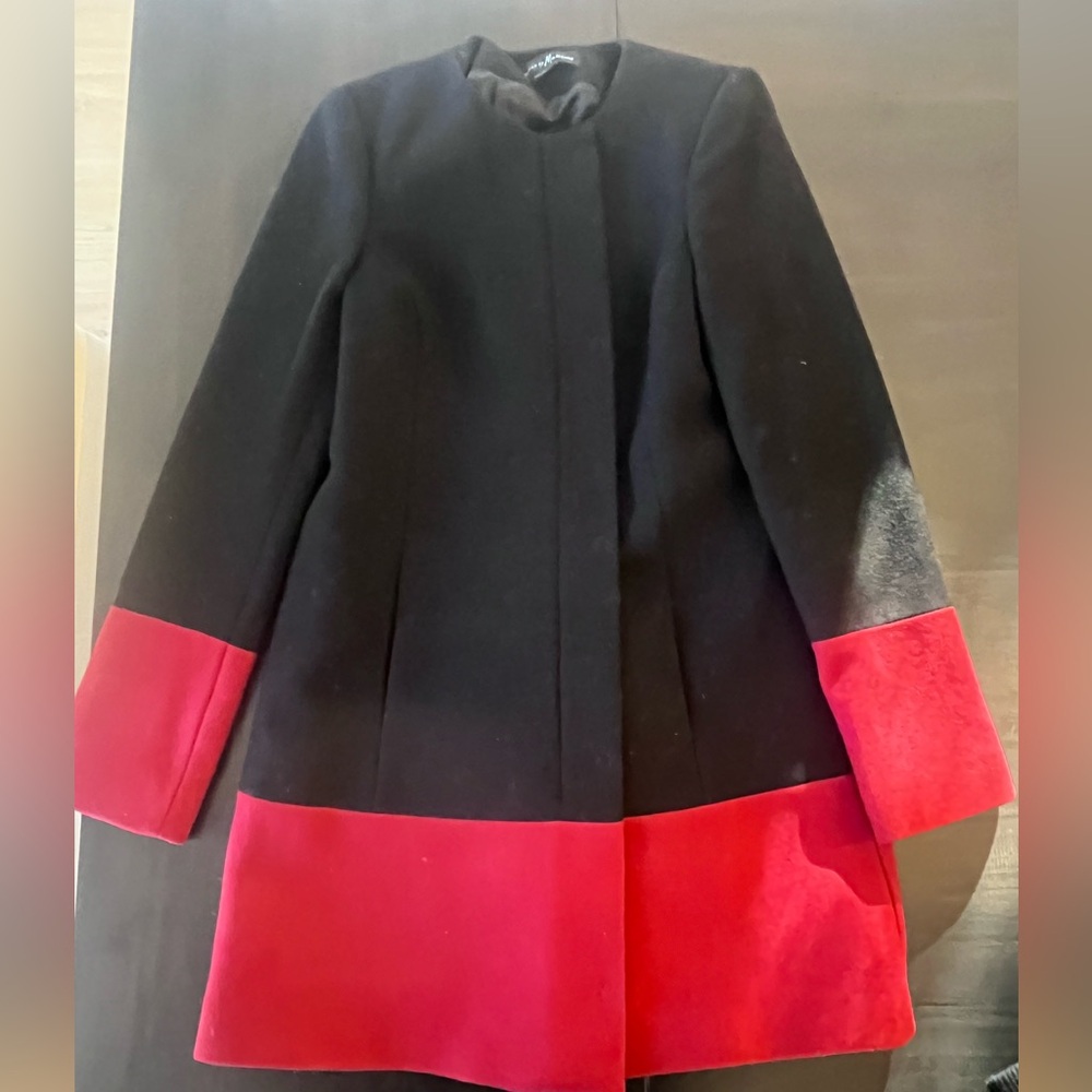 Guess by Marciano Black and Red Cape Coat